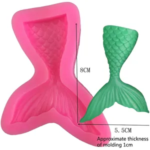 Stampo in silicone a coda di sirena per fondente e decorazioni torte, 8x5,5cm