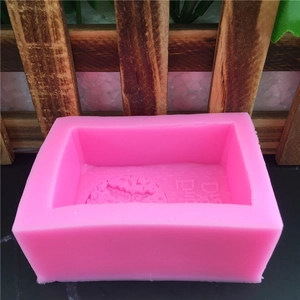 Pink rectangular silicone butterfly mold for DIY handmade soaps and candle crafts