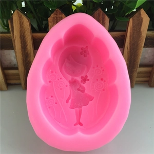 Moule en silicone rose motif fille pour savon artisanal et décoration de gâteau