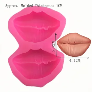 Pink red lip silicone cake mold with dimension 4.1x2.8cm for DIY fondant baking tool