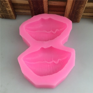 Detail of pink silicone red lips mold for fondant cake decorating and DIY baking crafts