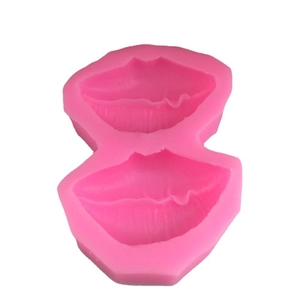 Pink silicone red lip cake mold for fondant baking and DIY chocolate crafting tool
