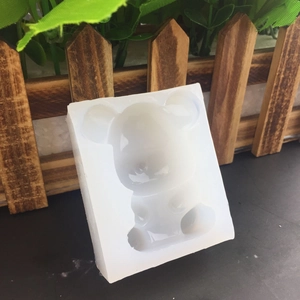 3D mini bear silicone mold for chocolate and fondant cake decoration, translucent finish