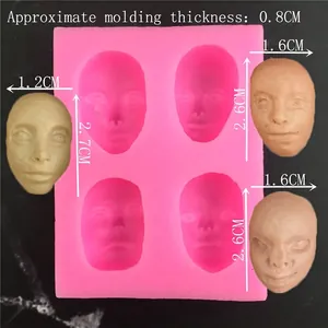 Pink silicone face mold for DIY fondant cake decorating and clay craft making
