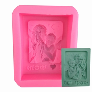 Mother Love Theme Silicone Mold For Fondant Cake Chocolate Handmade Soap DIY Baking Decorating Tool Pink Molding Tool
