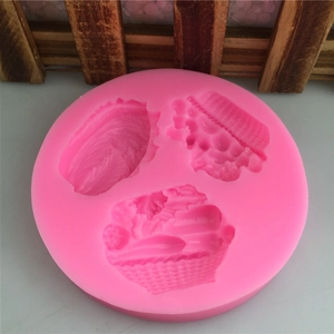 Moule en silicone rose à 3 cavités pour fondant en forme de légume et pâtisserie DIY