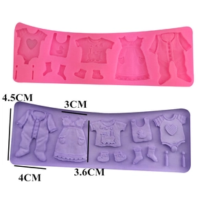Silikonformen für Babykleidung für Fondant-Kuchen und Schokolade in Pink und Lila