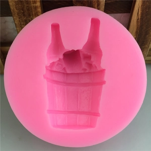 Moule en silicone rose pour gâteaux fondant avec motifs de seau à glace et bouteilles