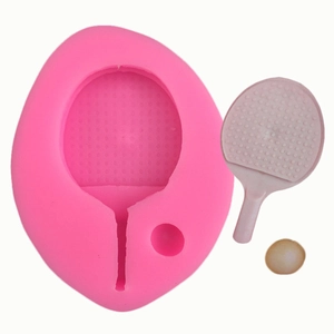 Pink Silicone Table Tennis Racket And Ball Mold For Fondant Cake Decoration Handmade DIY Baking Sugarcraft Tools