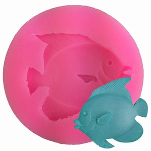 Tropical Fish Shaped Silicone Mold Fondant Cake Decorating Tool For DIY Handmade Soap Chocolate Baking Mold Round Pink