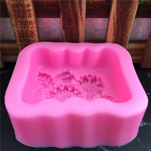 Stampo in silicone rosa con motivi floreali di girasole quadrati per fondant e sapone