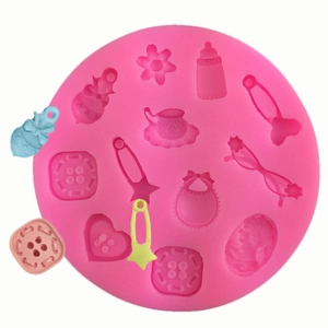Silicone Cake Mold Multi-pattern Baby Bottle Button Flower Heart Portrait Shape DIY Fondant Chocolate Baking Decor Tool