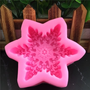 Rosa Silikonform Schneeflocke Stern Blume für Fondant Kuchen und Schokoladen Handwerk