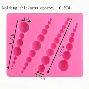 Stampo in silicone rosa per decorazione torte fondant con motivo a catena di perle 0.5cm