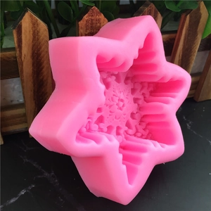 Rosa sternförmige Silikonform mit Schneeflockenmuster für Fondantkuchen und Bastelarbeiten