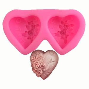 Double Heart Rose LOVE Silicone Fondant Mold Romantic Heart Shaped Cake Decoration DIY Baking Tool For Sugar Craft Chocolate