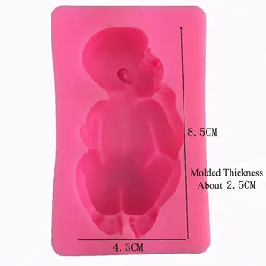 Pink silicone baby mold for fondant cakes and DIY soap crafts, 8.5x4.3cm size