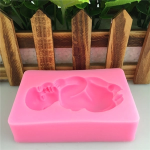 Pink silicone baby fondant mold for baking cake decorating and DIY pudding tools