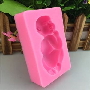 Pink silicone baby mold for DIY fondant, chocolate, handmade soap and wax candles