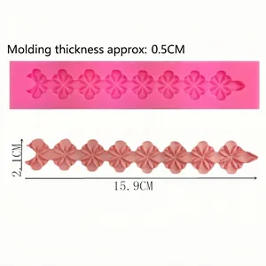 Pink silicone clover flower strip fondant mold for DIY cake decorating 15.9cm