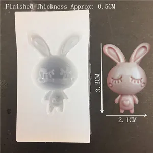 Bunny rabbit silicone mold for DIY resin heart shape crafts 3.3x2.1cm size
