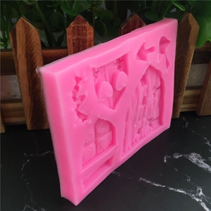 Pink fairy door and mushroom silicone mold for 3D fondant cake decoration and DIY crafts