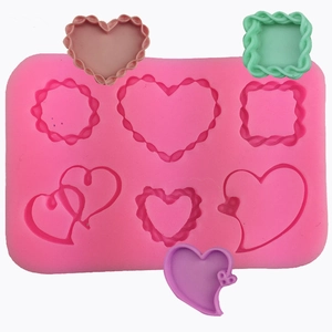 Pink Multi Cavity Silicone Mold Heart Square Round Pattern For Fondant Cake Decoration DIY Handmade Chocolate Baking Tool