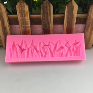 Pink silicone grass mold for DIY fondant cake decoration and handmade chocolate crafting