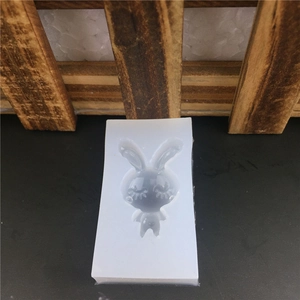 Rabbit shaped silicone mold for DIY crafts with closed eyes and long ears design