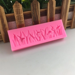 Pink silicone grass mold for DIY fondant cake decoration and handmade chocolate crafting