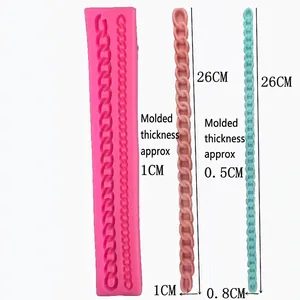 Pink silicone chain border mold for fondant cake decorating with two size textures