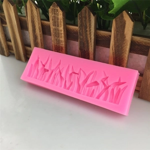Pink silicone grass mold for chocolate and fondant cake decoration DIY tools