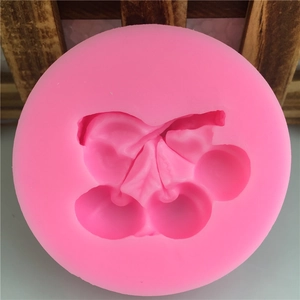 Pink silicone cherry fondant mold for DIY cake decorating and baking crafts