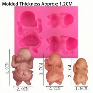 3pcs baby fondant silicone mold set for DIY baking showing three sizes and sleep poses
