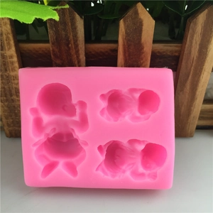Pink silicone 3D baby shapes fondant mold for DIY cake decoration and chocolate making
