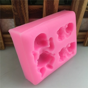 Pink silicone 3-piece cartoon fondant cake molds for DIY baking and handmade crafts decoration