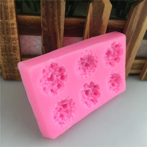 Bright pink 6-cavity rose flower silicone mold for DIY baking and handmade soap crafts
