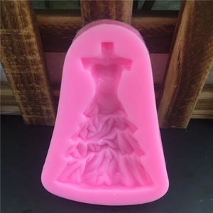 Pink silicone princess wedding dress mold for fondant and baking cake decorating tools