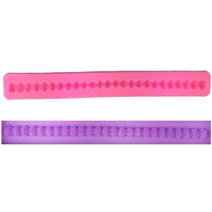 Long Strip Flower Pattern Silicone Mold For Fondant Cake Lace Border Chocolate Candy DIY Handmade Baking Tool Pink Silicone Mold