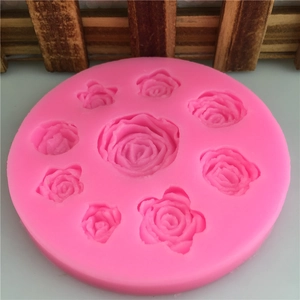 Stampo tondo in silicone rosa con varie forme di rose 3D per pasticceria e decorazioni