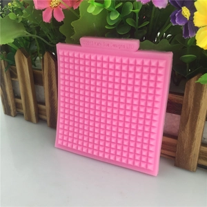 Pink square waffle lace pattern silicone mold for DIY cake decoration and chocolate