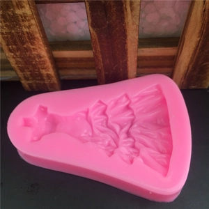 Pink Christmas tree silicone mold with star top for fondant cake baking and crafts