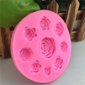 Stampo in silicone rosa con 9 cavità a rosa assortite per decorazione torte e hobby