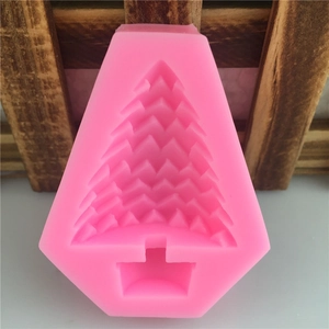 Pink silicone Christmas tree cake mold for handmade soap and candle making