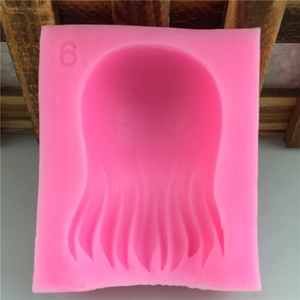 Pink silicone mold for long hair fondant cake decorating and DIY handmade soap craft