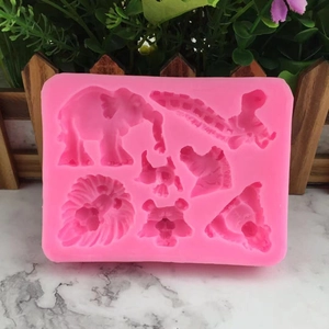 Moule en silicone rose avec formes d'animaux pour gâteau fondant et pâtisserie