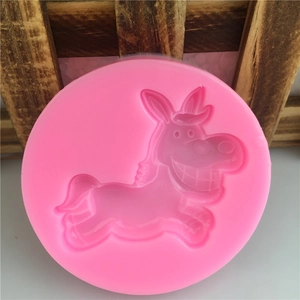 Pink silicone round cake mold featuring a cute cartoon horse for DIY baking and crafts