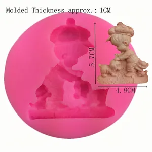 Silicone fondant mold with boy and dog design for DIY baking and craft projects