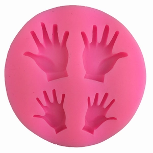 Silicone Hand Palm Shape Fondant Mold DIY Baking Tool For Cake Decoration Soap Clay Making Round Pink Flexible Bakeware Mold