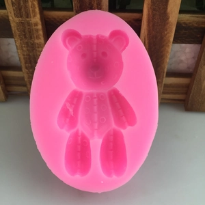 DIY pink bear silicone mold with stitch textures for resin casting and baking crafts